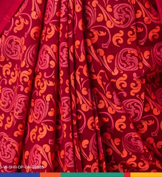Sharee | Maroon,Cotton,Screenprint & Handwork - Image 2